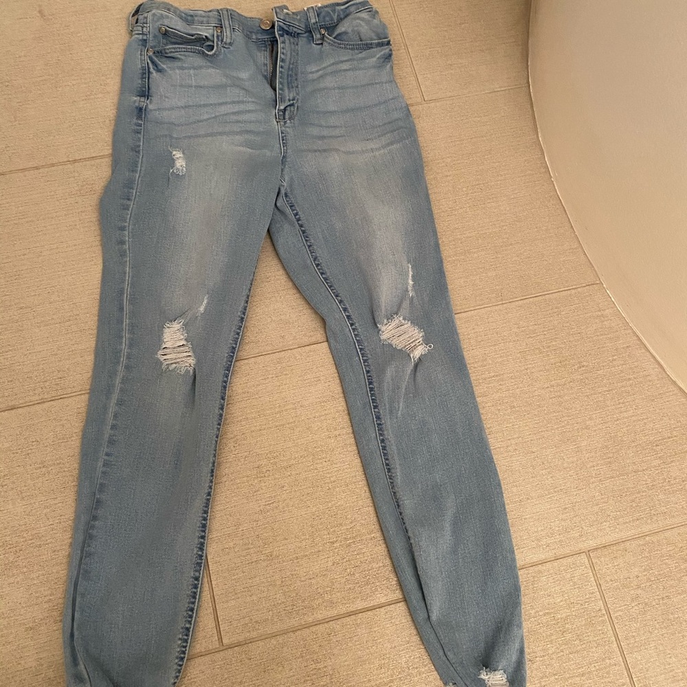 light washed blue ripped jeans